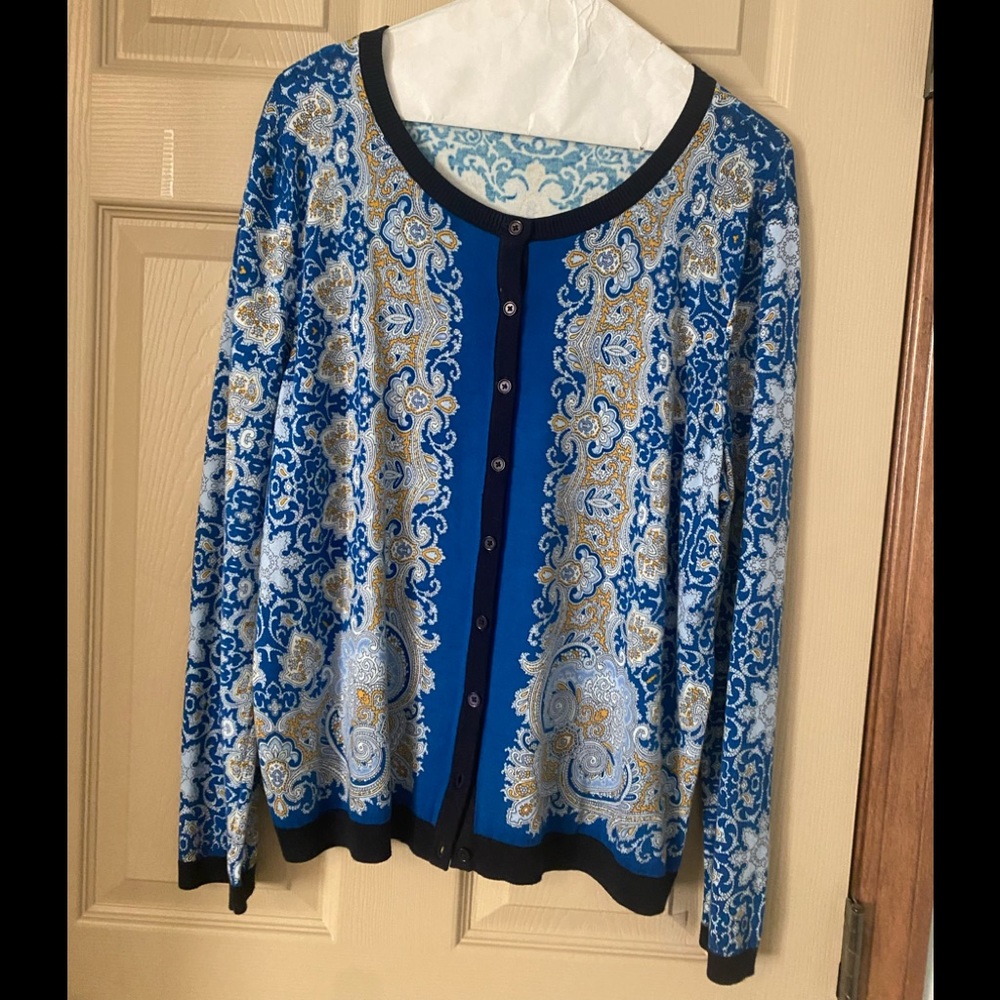Talbots paisley charming cardigan